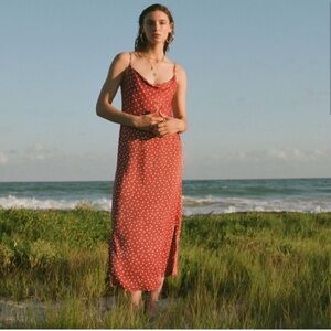 Anthropologie Bias Slip Dress Red Polka Dot